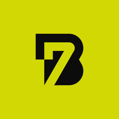 initial letter B combined with number 7. B7 or 7B logo