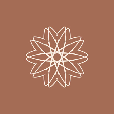 abstract cream and mocha brown floral mandala logo. suitable for elegant and luxury ornamental symbolのイラスト素材