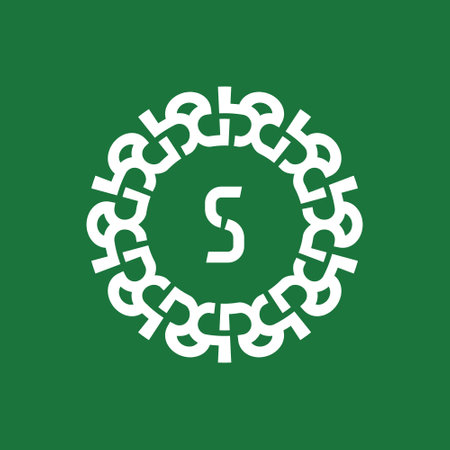 emblem logo initials letter S. Natural and organic circle emblem logo. suitable for environmentally based companiesのイラスト素材