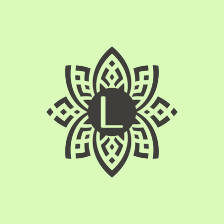 Initial letter L floral ornamental border frame logoのイラスト素材