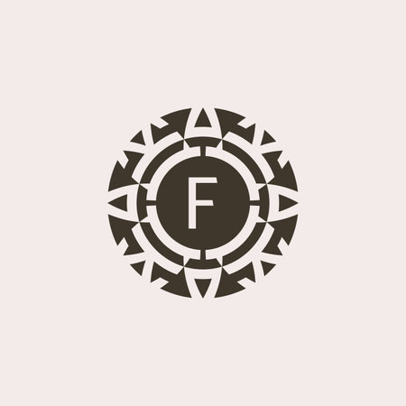 Initial letter F ornamental medal abstract relief logoのイラスト素材