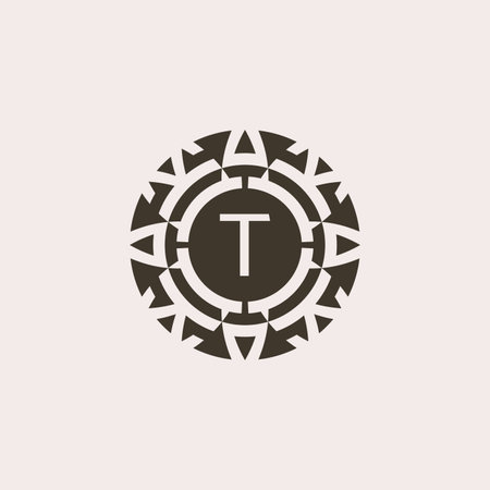 Initial letter T ornamental medal abstract relief logoのイラスト素材