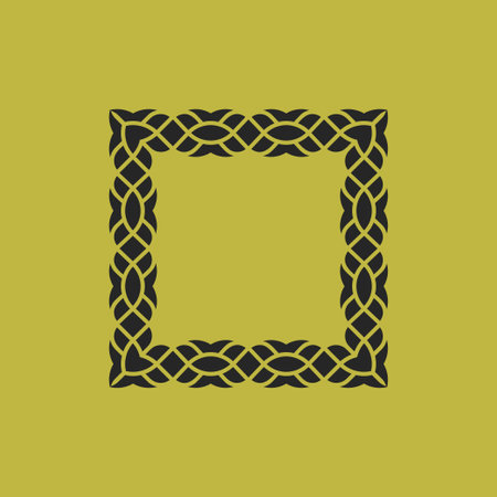 luxury elegant yellow green square floral pattern frameのイラスト素材