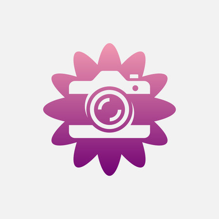 modern flower camera photography logoのイラスト素材