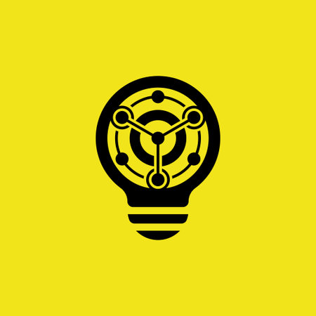 modern light bulb logo combined with analytic digital dataのイラスト素材