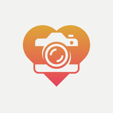 modern love camera photography logoのイラスト素材