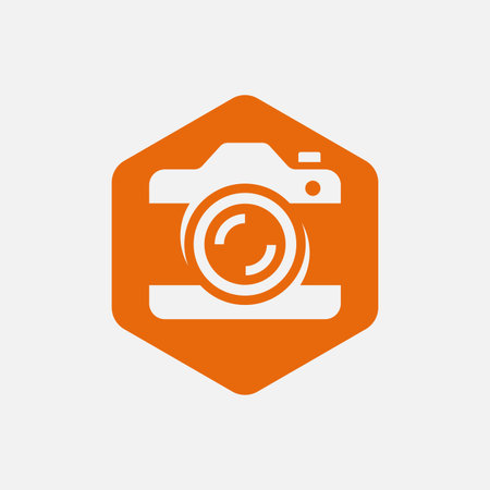 modern hexagon camera photography logo