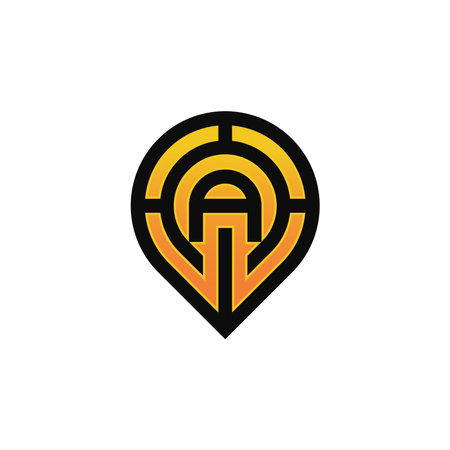 Modern initial letter A pin location map logoのイラスト素材