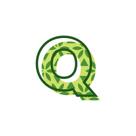 simple and modern letter Q natural leaf pattern logoのイラスト素材