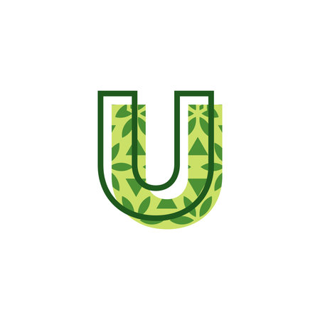 simple and modern letter U natural leaf pattern logoのイラスト素材