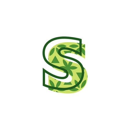simple and modern letter S natural leaf pattern logoのイラスト素材