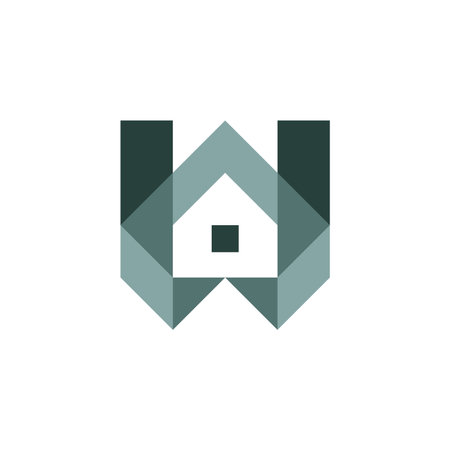 Modern and Flat letter W house building construction logoのイラスト素材