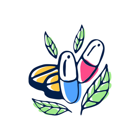 Hand drawn illustration of natural based medicationsのイラスト素材