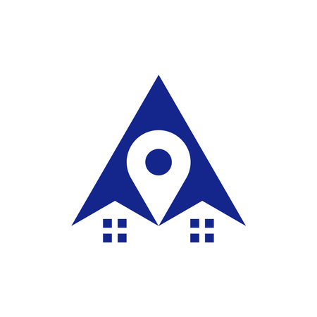 top arrow pin location house logoのイラスト素材