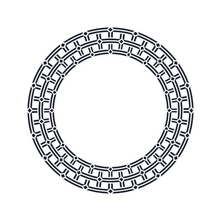 Ornamental pattern design circle frame. Ornamental Circular Knot Pattern. Border pattern designのイラスト素材