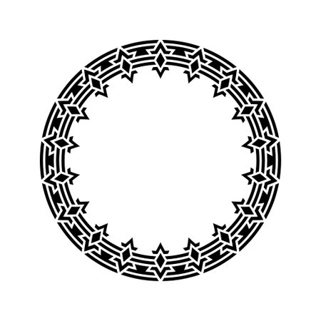 Ornamental pattern design circle frame. Ornamental Circular Knot Pattern. Border pattern designのイラスト素材