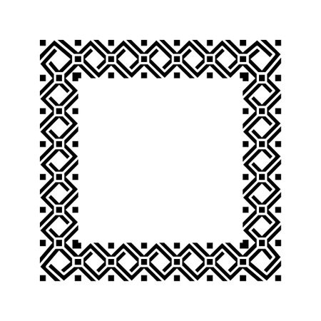 Ornamental Geometric Square Border Pattern Design with Symmetrical Shapesのイラスト素材