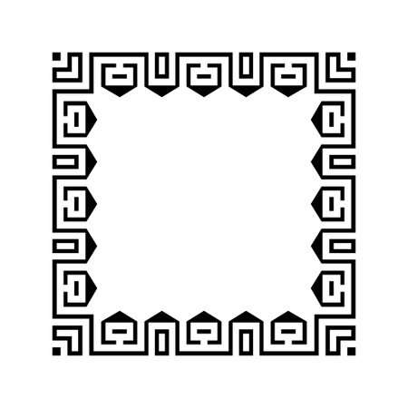 Ornamental Geometric Square Border Pattern Design with Symmetrical Shapesのイラスト素材