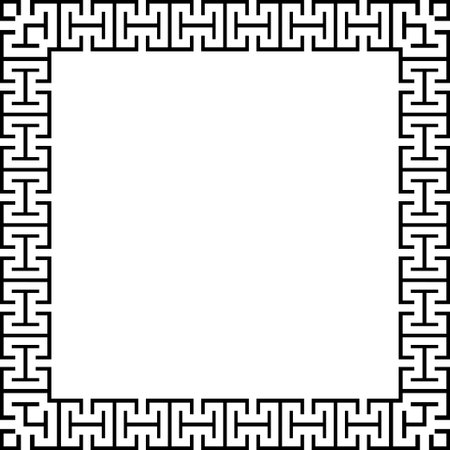 Ornamental Geometric Square Border Pattern Design with Symmetrical Shapesのイラスト素材