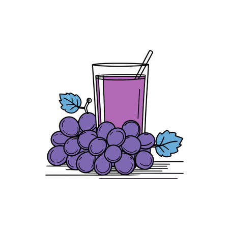 simple illustration a glass grape juice with an grape fruitのイラスト素材