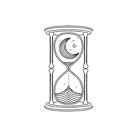 illustration of hourglass with crescent and dessert inside