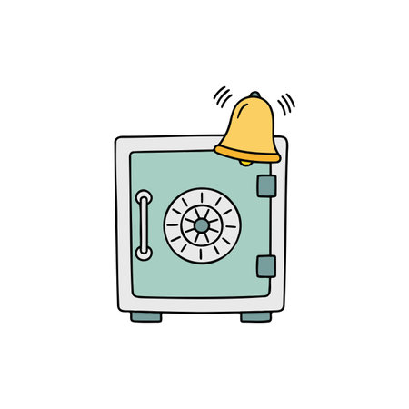 Illustration of safe box with alert alarm bellのイラスト素材