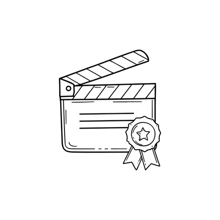 Illustration of a movie clapper board with award badgeのイラスト素材