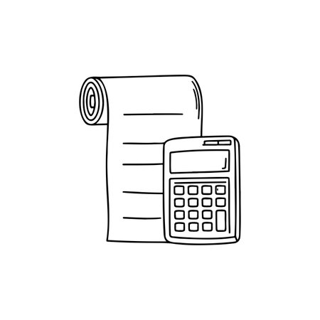 Illustration of bill paper with calculatorのイラスト素材