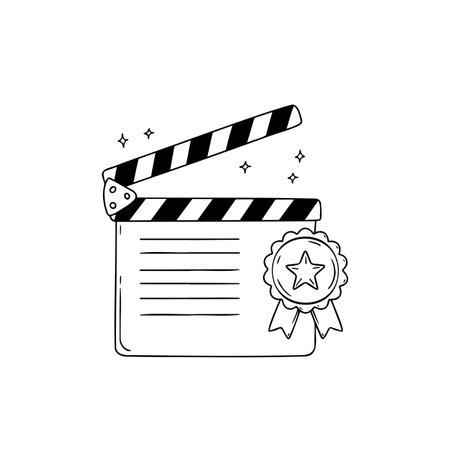 Illustration of a movie clapper board with award badgeのイラスト素材