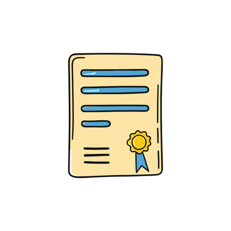 Illustration of a certificates or a contracts and signatures approval.のイラスト素材