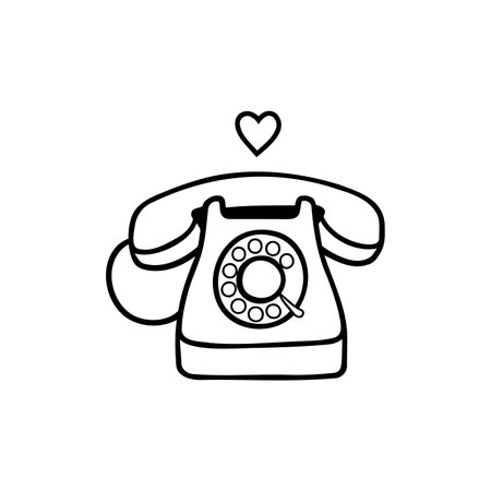 Illustration of rotary phone with love signのイラスト素材