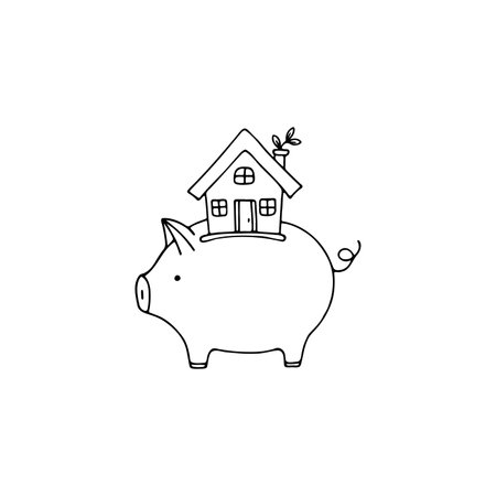 Illustration of piggy bank investment with houseのイラスト素材