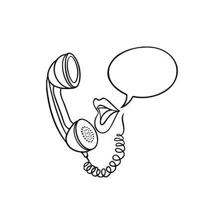 Illustration of woman's lips are talking into the telephoneのイラスト素材