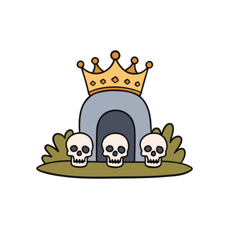 Illustration of Crown with skulls in the tombのイラスト素材