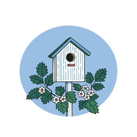 Illustration of nest box with flowerのイラスト素材