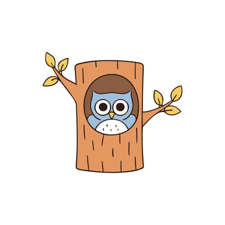 Illustration of Owl's tree hollow nestのイラスト素材