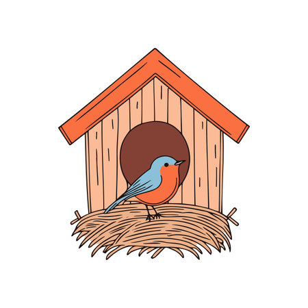 Illustration of Robins' barn eaves nestのイラスト素材