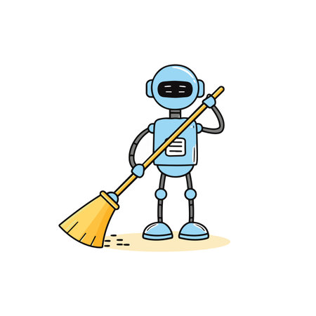 Illustration of robot help sweep floorのイラスト素材