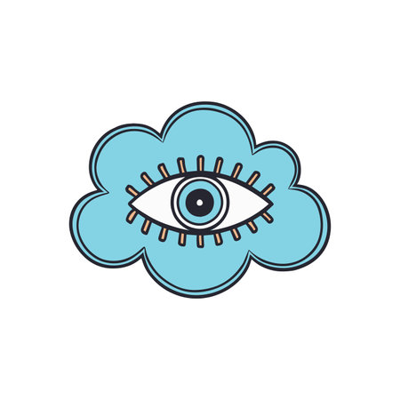 Illustration of doodle a cloud with an eyeのイラスト素材