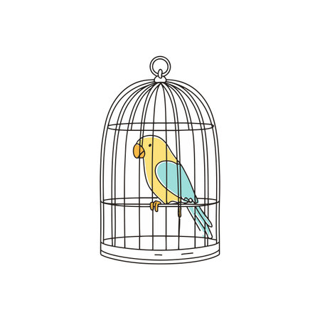 Illustration of simple parrot in a cageのイラスト素材