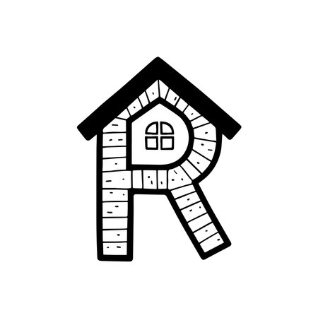 Illustration the letters R arranged with house iconのイラスト素材