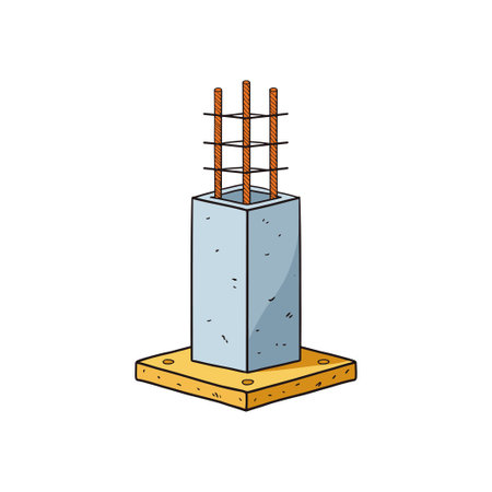 Doodle of a concrete pillar with forms and rebarのイラスト素材