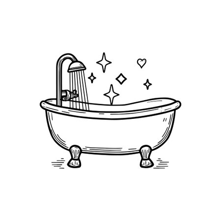 Doodle of a bathtub in bathroomのイラスト素材