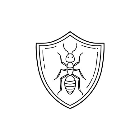 Illustration an ant  with a protective shield from pestsのイラスト素材
