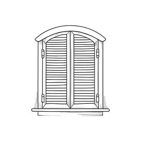 Simple doodle drawing of a window with a shutterのイラスト素材