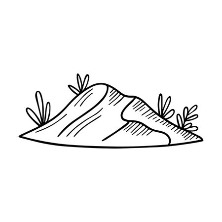 Simple drawing of a sand dune with grassのイラスト素材