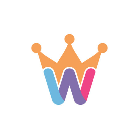 Illustration of the Letter W with a Modern Crown Symbolのイラスト素材
