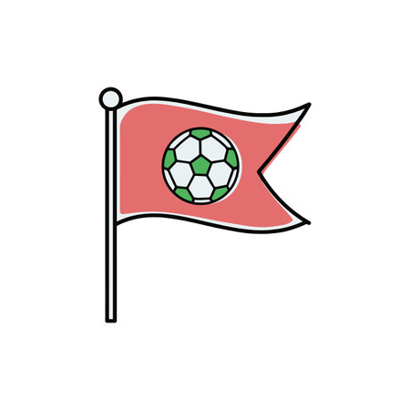 Illustration of soccer ball flag wavingのイラスト素材