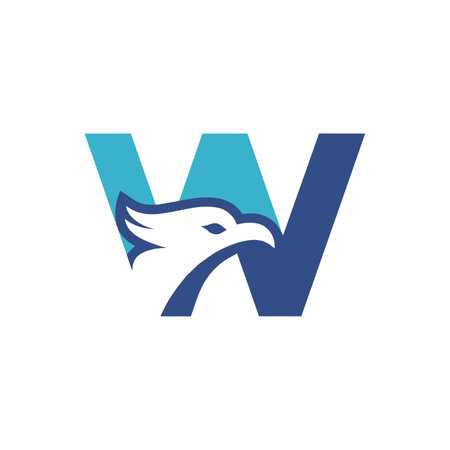 Illustration of the Letter W Logo with an Eagle Head Symbolのイラスト素材