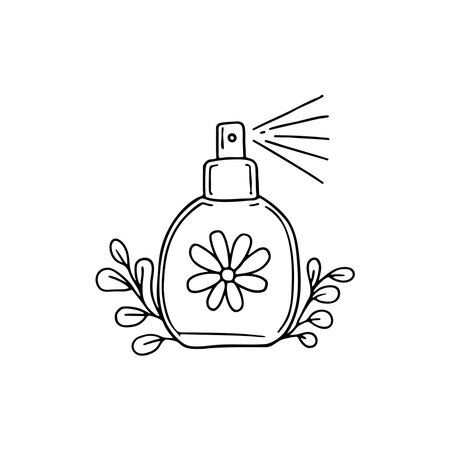 Illustration of a spraying perfume with flower scentのイラスト素材